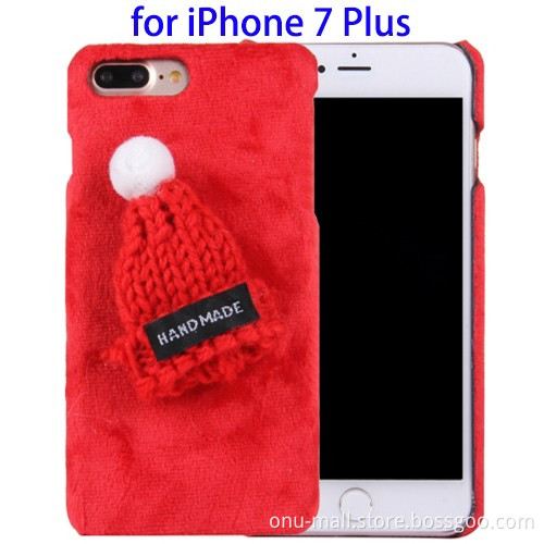 New Girls Christmas Gift Plush Cloth Cover for iPhone 7 Plus Phone Case